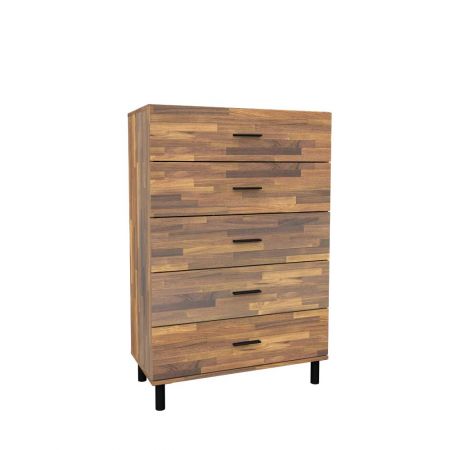 يوجد أيضًا لوح دعم بهيكل مُقوّى في المنتصف أسفل كل درج. وهو مماثل للأرجل الحديدية للطاولة الجانبية المُطابقة. يسمح الشكل الدائري الأسطواني المستقيم للمنتج بالابتعاد عن الأرض بمقدار 11.7 سم. تُضفي معالجة السفع الرملي الأسود على خزانة الأدراج طبقاتٍ أكثر. خزّن المزيد من منتجات خزائن الأدراج ذات الاستخدامات المتعددة.